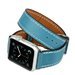 Curea iUni compatibila cu Apple Watch 1/2/3/4/5/6/7, 38mm, Double Tour, Piele, Albastru